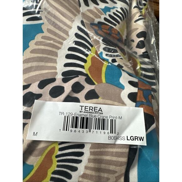 Terea By Andrea Pitter Women's Multicolor Crane Print Enamel Blue Blazer Medium - Picture 7 of 7